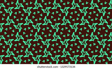 Modern pattern with curved line. Triangles, line, geometric elements. Vector illustration. Design for flyer, wallpaper, presentation, paper. Green color.