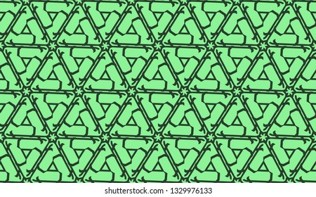 Modern pattern with curved line. Triangles, line, geometric elements. Vector illustration. Design for flyer, wallpaper, presentation, paper. Green color.