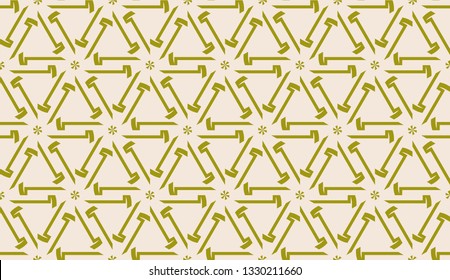 Modern pattern with curved line. Triangles, line, geometric elements. Vector illustration. Design for flyer, wallpaper, presentation, paper. Dirty olive color. Seamless.