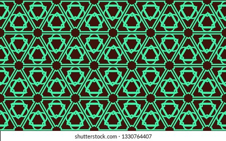 Modern pattern with curved line. Triangles, line, geometric elements. Vector illustration. Design for flyer, wallpaper, presentation, paper. Green color.