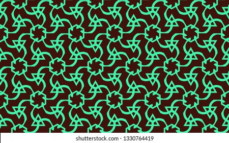 Modern pattern with curved line. Triangles, line, geometric elements. Vector illustration. Design for flyer, wallpaper, presentation, paper. Green color.