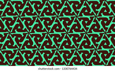Modern pattern with curved line. Triangles, line, geometric elements. Vector illustration. Design for flyer, wallpaper, presentation, paper. Green color.