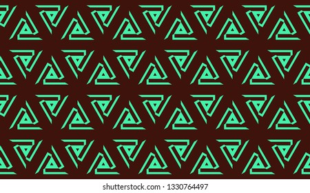 Modern pattern with curved line. Triangles, line, geometric elements. Vector illustration. Design for flyer, wallpaper, presentation, paper. Green color.