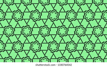 Modern pattern with curved line. Triangles, line, geometric elements. Vector illustration. Design for flyer, wallpaper, presentation, paper. Green color.
