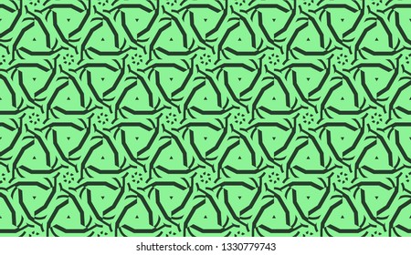 Modern pattern with curved line. Triangles, line, geometric elements. Vector illustration. Design for flyer, wallpaper, presentation, paper. Green color.