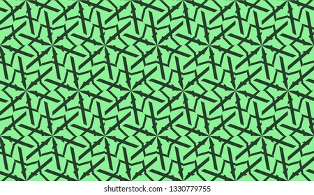Modern pattern with curved line. Triangles, line, geometric elements. Vector illustration. Design for flyer, wallpaper, presentation, paper. Green color.