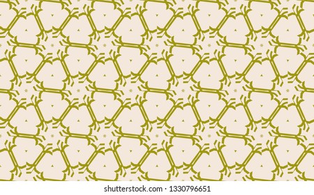 Modern pattern with curved line. Triangles, line, geometric elements. Vector illustration. Design for flyer, wallpaper, presentation, paper. Dirty olive color. Seamless.