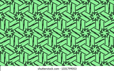 Modern pattern with curved line. Triangles, line, geometric elements. Vector illustration. Design for flyer, wallpaper, presentation, paper. Green color.
