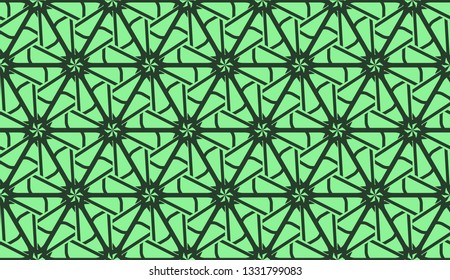 Modern pattern with curved line. Triangles, line, geometric elements. Vector illustration. Design for flyer, wallpaper, presentation, paper. Green color.