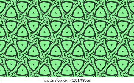 Modern pattern with curved line. Triangles, line, geometric elements. Vector illustration. Design for flyer, wallpaper, presentation, paper. Green color.
