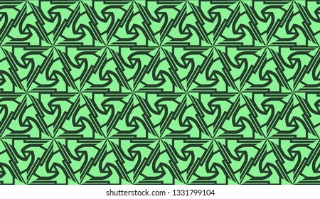 Modern pattern with curved line. Triangles, line, geometric elements. Vector illustration. Design for flyer, wallpaper, presentation, paper. Green color.