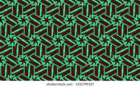 Modern pattern with curved line. Triangles, line, geometric elements. Vector illustration. Design for flyer, wallpaper, presentation, paper. Green color.