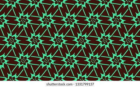 Modern pattern with curved line. Triangles, line, geometric elements. Vector illustration. Design for flyer, wallpaper, presentation, paper. Green color.