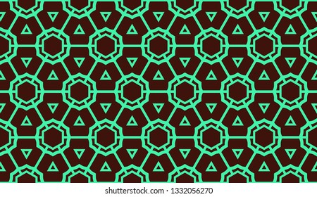 Modern pattern with curved line. Triangles, line, geometric elements. Vector illustration. Design for flyer, wallpaper, presentation, paper. Green color.