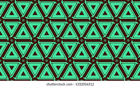 Modern pattern with curved line. Triangles, line, geometric elements. Vector illustration. Design for flyer, wallpaper, presentation, paper. Green color.
