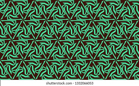 Modern pattern with curved line. Triangles, line, geometric elements. Vector illustration. Design for flyer, wallpaper, presentation, paper. Green color.