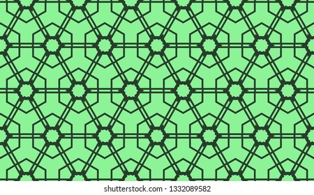 Modern pattern with curved line. Triangles, line, geometric elements. Vector illustration. Design for flyer, wallpaper, presentation, paper. Green color.