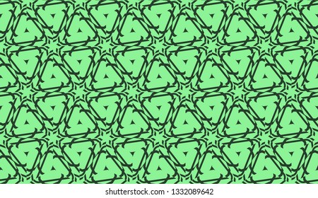 Modern pattern with curved line. Triangles, line, geometric elements. Vector illustration. Design for flyer, wallpaper, presentation, paper. Green color.