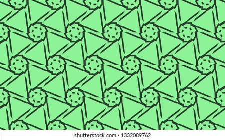 Modern pattern with curved line. Triangles, line, geometric elements. Vector illustration. Design for flyer, wallpaper, presentation, paper. Green color.