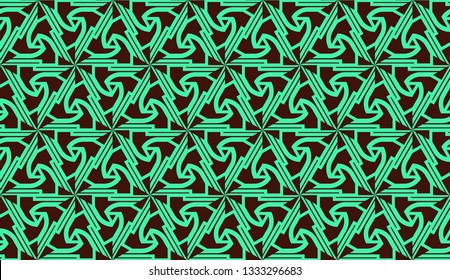 Modern pattern with curved line. Triangles, line, geometric elements. Vector illustration. Design for flyer, wallpaper, presentation, paper. Green color.