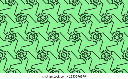 Modern pattern with curved line. Triangles, line, geometric elements. Vector illustration. Design for flyer, wallpaper, presentation, paper. Green color.
