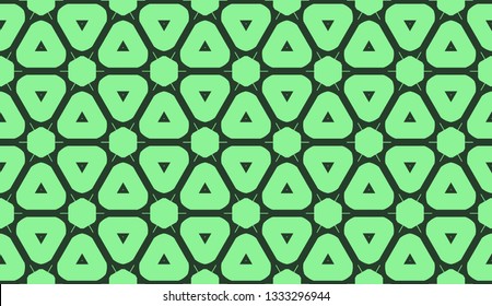 Modern pattern with curved line. Triangles, line, geometric elements. Vector illustration. Design for flyer, wallpaper, presentation, paper. Green color.