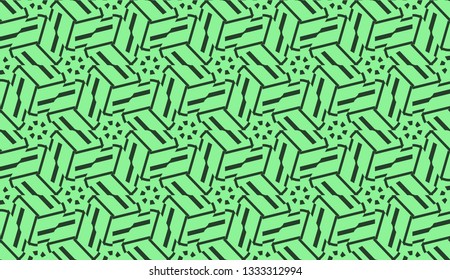 Modern pattern with curved line. Triangles, line, geometric elements. Vector illustration. Design for flyer, wallpaper, presentation, paper. Green color.