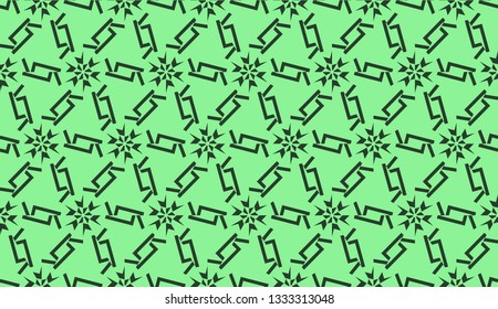 Modern pattern with curved line. Triangles, line, geometric elements. Vector illustration. Design for flyer, wallpaper, presentation, paper. Green color.