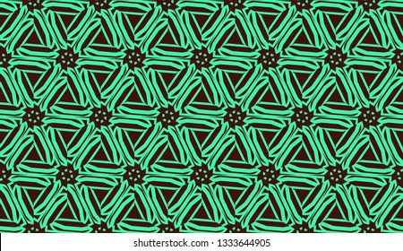 Modern pattern with curved line. Triangles, line, geometric elements. Vector illustration. Design for flyer, wallpaper, presentation, paper. Green color.