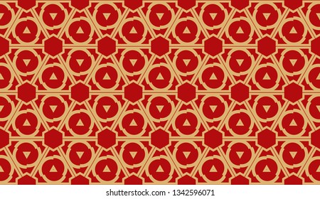 Modern pattern with curved line. Triangles, line, geometric elements. Vector Seamless illustration. Design for flyer, wallpaper, presentation, paper