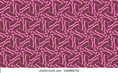 Modern pattern with curved line. Triangles, line, geometric elements. Vector Seamless illustration. Design for flyer, wallpaper, presentation, paper