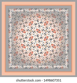 Modern pattern for decoration in gray and apricot. Print for paper wallpaper, tiles, textiles, neckerchief. Scarf design.