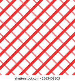  A modern pattern featuring diagonal lines intersecting with thinner gray diagonal lines on a white background, creating a striking checkered grid design ideal for contemporary textiles