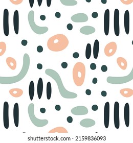Modern pattern with flat simple abstract shapes in soft colors