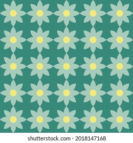 Modern pattern with geometric flower blue on white background for fabric design. Spring bouquet. Creative floral texture. Elegant style.