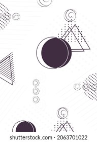 modern pattern of geometric shapes (circle, line, triangle, dot). abstract element: in the style of a one line. memphis wallpaper,  minimalism. for print, sale, banner.  art illustration