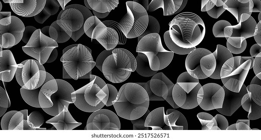 Modern pattern with glitch abstract circles. Cyber punk seamless pattern background .Futuristic circle line background . Pattern with various concentric circle shapes .Endless pattern texture. Vector