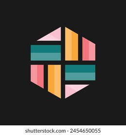 Hexágono de patrón moderno con logotipo simple colorido y geométrico