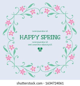 Modern pattern of leaf and floral frame design, for happy spring poster design. Vector