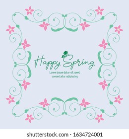 Modern pattern of leaf and flower frame, for happy spring cards decoration. Vector