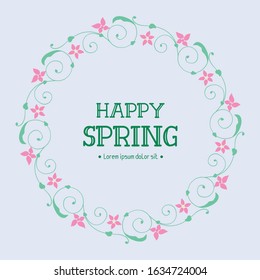 Modern pattern of leaf and flower frame, for happy spring cards decoration. Vector