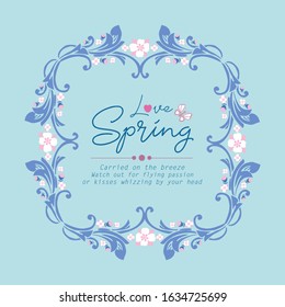 Modern pattern of leaf and flower frame, for antique love spring greeting card wallpaper decor. Vector