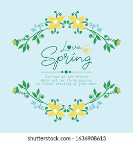 Modern pattern of leaf and flower frame, for love spring invitation card wallpaper decor. Vector