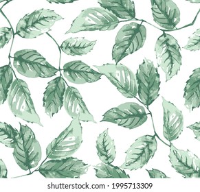 Modern pattern with leaves on white background, Tropical Leaf. Modern Motif. Jungle Print. Foliage spring and summer Seamless Pattern. 