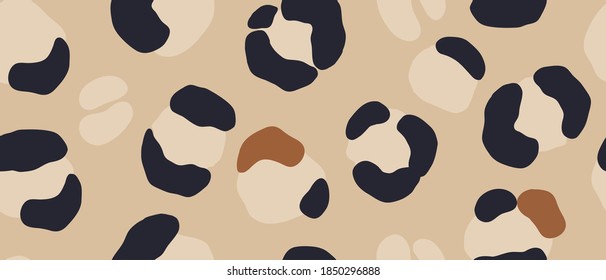 Modern pattern with leopard skin. Creative collage contemporary seamless pattern. Fashionable template for design.