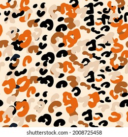 Modern pattern with leopard skin. Creative collage contemporary seamless pattern. Fashionable template for design. 