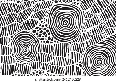 Modern Pattern. Organic Abstract Texture. Black and white hand drawn organic shapes, doodles and textures. Trendy contemporary ornament. Wave, dots, circles, brush, ink strokes