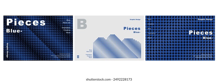 Modern pattern Pieces blue graphic template set presentation branding motif digital wave geometry dynamic background cover graphic pattern circle moving motion business corporate layout poster design	