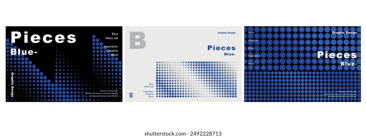 Modernes Muster Stücke Blau Grafik Vorlage Set Präsentation Branding Motiv Digital Wave Geometrie Dynamik Hintergrund Cover Grafik Muster Kreis Bewegte Bewegung Business Layout Poster Design	