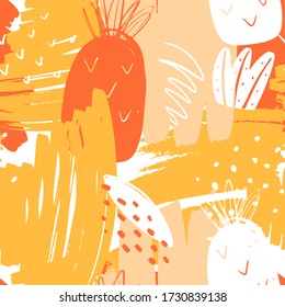 Modern pattern with pineapples. Abstract art print. Abstract design for paper, covers, cards, fabrics, interior items and other users. Hand drawn illustration.